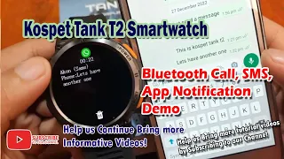 Kospet Tank T2 Smartwatch - Bluetooth Call, SMS, App Notification Demo