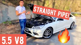 E500 COUPE 5.5 V8 | STRAIGHT PIPE & TYRE BURNING🔥