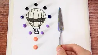 Hot air balloon from moon｜Acrylic Painting Step by Step #408｜Satisfying ASMR #StayHome