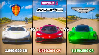 Forza Horizon 5 | Koenigsegg Jesko Vs Mercedes AMG One Project Vs Aston Martin Valhalla | Drag Race