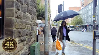 Rainy Day In Belfast City Walking tour | 4K Binaural Sounds Street Ambience Northern Ireland