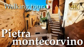 Pietramontecorvino (Puglia), Italy【Walking Tour】History in Subtitles - 4K