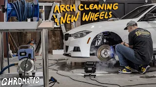 Deep Cleaning Dirty BMW F30 Wheel Arches And Installing New Apex Wheels!