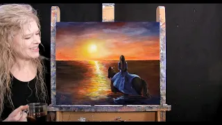 Learn How to Paint "HORSEBACK OCEAN SUNSET" with Acrylic - Paint & Sip at Home - Animal Step by Step