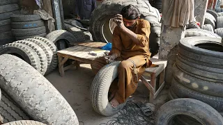 [Restoration Tyre ] Making an Old Tyre Grips for Local Use