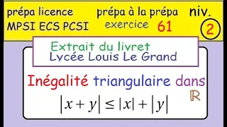 préparer sa prépa MPSI -ex61 - Louis Le Grand -inégalités triangulaire dans R-﻿ ∣x+y∣≤∣x∣+∣y∣