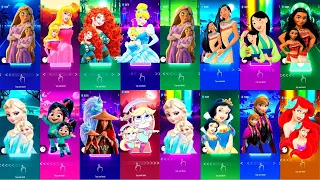 💖Disney Rapunzel Tangled 🆚 Pocahontas 🆚 Mulan 🆚 Moana 🆚 Merida 🆚Cinderella 🆚 Frozen Elsa Tiles Hop