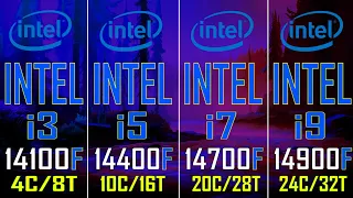 INTEL i3 14100F vs INTEL i5 14400F vs INTEL i7 14700F vs INTEL i9 14900F || PC GAMES TEST ||