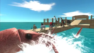 Run away across the bridge from Kraken | Animal Revolt Battle Simulator