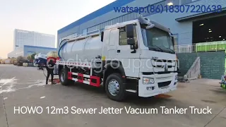 HOWO 12m3 sewer jetting vacuum tanker truck