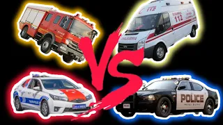 USA vs. TURKEY Police, Ambulance, Fire Truck Siren, 40 Second Siren Variations