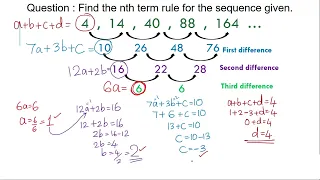 Cubic Sequences-Finding the nth Term Formula #igcsemath #extended #0580 #sequence