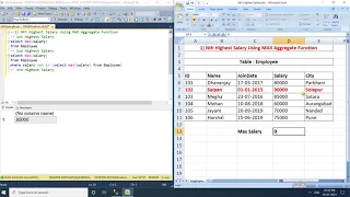 How to find Nth Highest Salary in SQL (Part 1- Using MAX Aggregate Function)