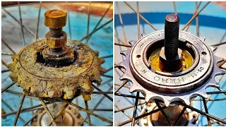 RESTORATION- restoring a old rusted bicycle wheel | cycle freewheel repair