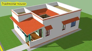 26 x 40 Traditional house | 26 × 40 East facing house plan | Farmhouse design