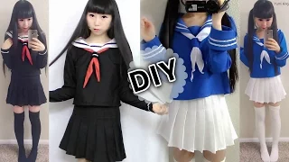 DIY Japanese Anime School Uniform: DIY Easy Long Sleeve Seifuku + DIY Seifuku Scarf