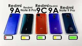 КТО ДОЛЬШЕ ПРОЖИВЕТ? 🔋 Redmi Note 8 PRO, Redmi Note 9 PRO, Redmi 9, Redmi 9A, Redmi 9C