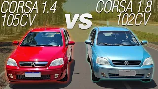 CORSA 1.8 102CV GASOLINA VS CORSA 1.4 105CV FLEX - POTÊNCIA OU TORQUE?