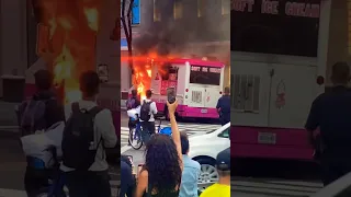 Hot ice cream. An ice cream truck is on fire on a street in New York #icecreme #newyork #manhattan