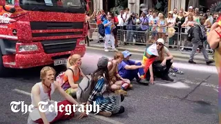 Just Stop Oil protesters block London Pride parade after organisers 'failed' to meet their demands