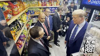 Trump visits bodega where clerk was hit with murder charge for stabbing an ex-con in self-defense