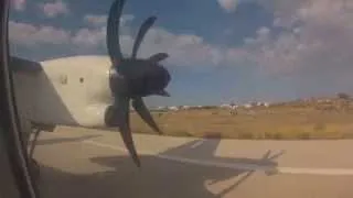 Olympic Air Dash 8 Q400 Athens to Mykonos Full Flight Take off Landing