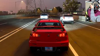 [STOCK] Mitsubishi EVO X -:- NFS Unbound Steering Wheel Gameplay