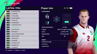 LATVIA 1996 - EURO ENGLAND 1996 - NOT QUALIFIED - PES 2021 PS4