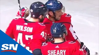 Alex Ovechkin Scores Power Play Goal After Nice Feed From Tom Wilson