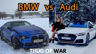 Audi Quattro vs BMW xDrive in Snow ❄️ 😛 LOOK AT THE DRIVE-THUG OF WAR IN SNOW.