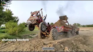 Massey Ferguson Tractor Heavy Load Trolley Fail On Ramp With Help Belarus Tractor | Tractor Video