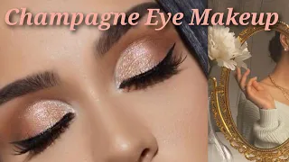 Champagne Golden Glitter Makeup Tutorial/ Winter's Eve Glam Eye Look By Meryem's Arts