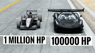 100000 HP Koenigsegg Jesko Black Deveil vs 1 MILLION HP Formula Jet Engine at Special Stage Route X