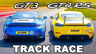 Porsche 911 GT3 v GT4 RS TRACK RACE @carwow