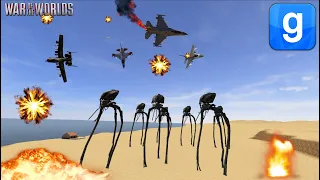 WAR OF THE WORLDS TRIPODS VS MILITARY AIRCRAFTS NPC BATTLE GARRY'S MOD