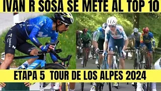 RESUMEN 5 ETAPA TOUR DE LOS ALPES 2024 IVÁN RAMIRO SOSA GRAN CARRERA / JUAN P LÓPEZ FIGURÓN