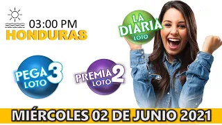 Sorteo 03 PM Loto Honduras, La Diaria, Pega 3, Premia 2, miercoles 02 de junio 2021 | ✅ 🥇 🔥💰