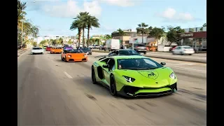 BullFest 2018 Lamborghini VS Lamborghini 100+ Lambos BLASTING from Lamborghini Miami