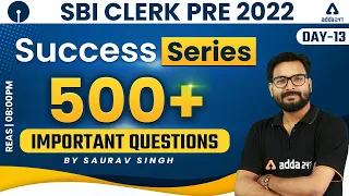 SBI Clerk 2022 | SUCCESS SERIES | 500+ Important Questions #13 | Reasoning By Saurav Singh