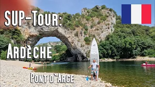 SUP - Tour: Ardeche von Pont d`Arc bis Sauze (26,5km). TOP 10 Sup-Tour in Europa. Kajak & Kanu Tour