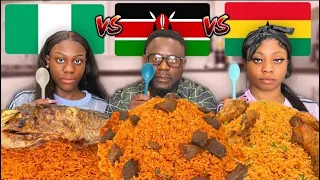 [NIGERIA vs KENYA vs GHANA] We Tried Other African Countries Jollof rice/ Pilau rice (MUKBANG)