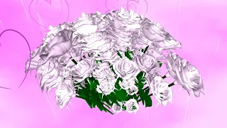 Красивый 3D букет из белых роз с нежно-розовым оттенком
