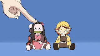 Anime Chibi Demon Slayer vs Finger | Demon Slayer Animation | Nezuko and Zenitsu.