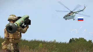 Footage of Russian Mi-8AMT Attacking on Ukranian Positions | Helicopter Being Hit by AFU's AA Gun