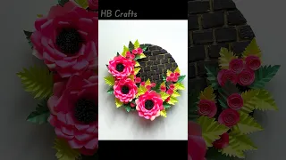 Beautiful Paper Flower Wall Hanging 💖🌹|| Paper Craft Ideas #shorts #wallhanging #diy