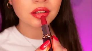 ASMR ~Tingly~ Up Close Lipstick Application (Mouth Sounds & Whispering)