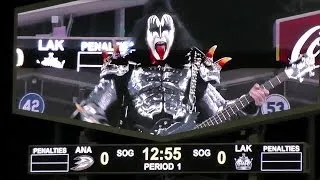 KISS at Dodger Stadium NHL Hockey Game 1-25-14 - 'Rock and Roll All Nite' at 5:25