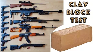 13 Airsoft Guns vs 10kg Clay Block + Pellet Rifle [Viewer Request]