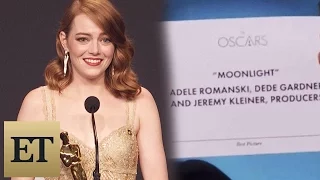 Emma Stone Reacts to Best Picture Mistake Between 'La La Land' & 'Moonlight' Backstage at the Oscars