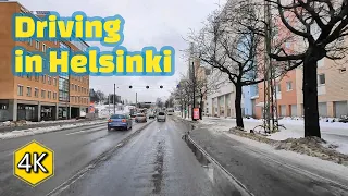 Driving in Helsinki: Crossing of Vihdintie and Hakamäentie – Mannerheimintie – Erottaja Street (4K)